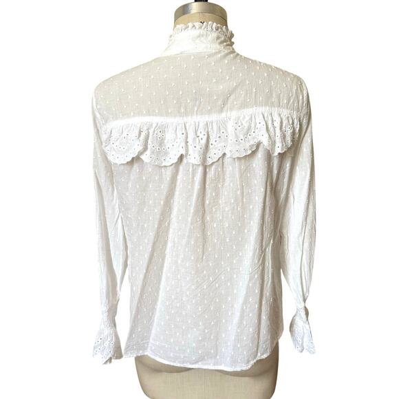 RINO & PELLE Marlot Cotton Lace White Frilly Blouse Size 38/ US 6 - Picture 6 of 9